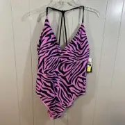 NOBO Pink Plus Animal Print Built In Bra Full Coverage Modest Swimsuit XL 15 17
