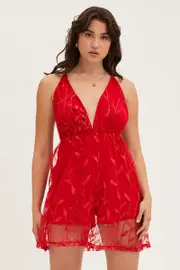 Red Skater Sequin Dress Backless V Neck - Size 8, Women's Bodycon Dress