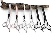 FOMIYES Professional Hair Styling Scissors 2pc Black Hair Cutting Shears Thinning Scissors for Barber Salon