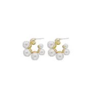 Nevenka Women Small Pearl Open Hoop Lightweight Earrings
