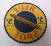 Vintage 5 Cent Blue Spot Cigar Window Decal