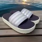 Adidas Adilette Platform Sandal Slides Womens Size 9 Purple Lavender White Comfy