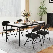 Costway4 Pack Folding Chairs with Metal Frame for Indoor Outdoor-Black