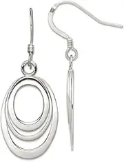 [JewelryWeb] 925 Sterling Silver Solid Polished Shepherd hook Oval Long Drop Dangle Earrings 41x15mm Wide-Dangle Earring for Women
