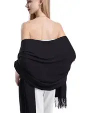 Pashmina Shawls And Wraps for Women for Evening Dress Warm Winter Scarf Black