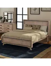 Queen Size Silver Brush Bed Frame in Acacia Wood Construction