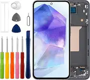 Duotipa 6.6 Inch OLED Display for Samsung Galaxy A55 5G SM-A556 (Black with Frame) (with Fingerprint) LCD Display Touchscreen Digitizer Assembly with Repair Tools Kit