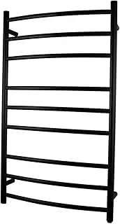 Electric Heated Towel Rack Wall Mounted Towel Rail 9 Bars Round Matte Black