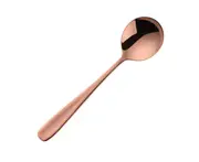 Soup Spoon Mirror Surface Ergonomic Stainless Steel Non-stick Rust-proof Dinner Spoon Kitchen Supplies-Rose Gold