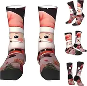 [BWLHJKE] Cute Christmas Holidays Crew Socks Hiking Running Thick Cushion Athletic Socks Casual Calf Sock