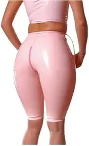 [DAIJES] Latex Shorts Inflatable Bilayer Underpants Natural Sexy High Waist Leggings Crotch 3D