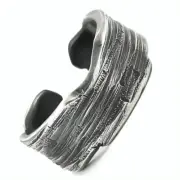 Zense - Open ring for men in vintage steel and adjustable size ZR0183