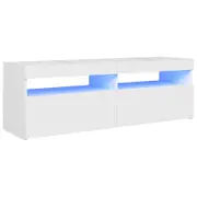 vidaXL TV Cabinet with LED Lights White 120x35x40 cm Hifi Storage Stand Rack