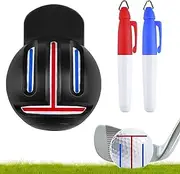 Golf Ball Lines Drawing Marking Alignment Kit, Golf Ball Lines Marker Tool, Putting Alignment Tool Marker Stencil, Triple Track Putter Stencil Accessories with 2 Color Pens for Outdoor Training