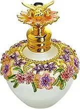 Vintage Perfume Bottle Mini Cologne Dispenser, Vintage Glass Flowers with Bee Charm Decorative Fancy Crystal Perfume Decanter Empty Refillable