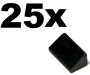 NEW LEGO - SLOPES - 1 x 2 - (30 1 x 2 x 2/3) Black x 25 - 1x2 slope