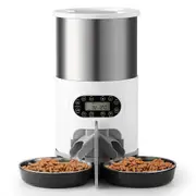 YES4PETS 4.5L Dual Power Supply Automatic Digital Pet Dog Cat Double Feeder Food Stainless Steel Bowls Dispenser