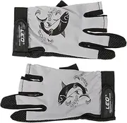 1 Pair 3 Fingerl Fishing Gloves Breathable Quick Drying Anti-Slip Fishing Gloves Sports Cycling Camping Running Grey
