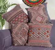 Set of 4 Throw Pillow Covers Decorative Cases 18”x18” Embroidery Cushion Cover