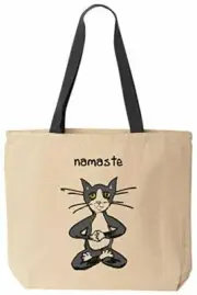 Cat Yoga Namaste Funny Canvas Tote Reusable Bag (Namaste) BeeGeeTees