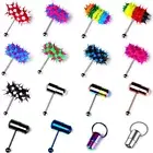 Vibrating Tongue Ring Steel Silicone Barbell Stud Bar Ring Piercing + 2 Battery