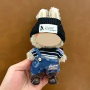 Labubu doll clothes 17cm canvas blind box pendant, first and second generation vinyl plush toy set——colour:LBB-32,height:17cm