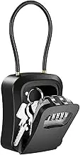 AMIR Key Lock Box for Outside - AMIR Portable 4 Digit Combination Lockbox for House Keys - Waterproof Resettable Key Hiders Key Safe Security Storage Lock Box for Indoor Outdoor - Black