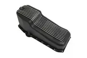 RTS Oil Pan Cast Aluminum Machined Finned Black 4 qt. SB For Chev Passanger Side Dip Stick