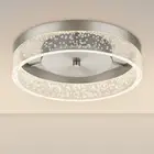 LED Flush Mount Ceiling Light Fixture, 12In Crystal Chandelier with Clear Bubble