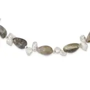 Sterling Silver Labradorite & Fwc Keshi Pearl W/2In Ext. Fancy Necklace