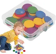 Counting Manipulatives, Wooden Math Counters Round, School Teaching Supplies Brain Developmental Toy for Large Group Games
