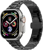 CSJCUBIC Stainless Steel Ultra/Ultra 2 Band Compatible with Apple Watch for Men 49mm 45mm 44mm 42mm, Adjustable for iWatch Ultra Band Series 9/8/7/6/5/4/3/2/1/SE, 49mm/46mm/45mm/44mm/42mm, no gemstone