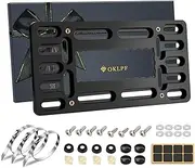 OKLPF Front License Plate Bracket- Front License Plate Mounting Kit，Universal Bumper Car Tag Frame Mount Adapter 2 Drilled License Plate Adapters with Stainless Steel Screw Cap