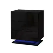 Artiss Bedside Tables LED Lamp 2 Side Table RGB Drawers Nightstand Gloss Blk New