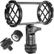 Nicama NC4 Microphone Shock Mount Universal Holder Clip with Camera Cold Shoe for Shotgun Microphone AKG D230 Sennheiser MKH-416 ME66 Rode NTG-2 NTG-1 Audio-Technica AT-875R