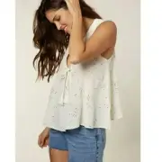 O'Neill tie front sleeveless ivory blouse size small spring summer