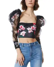 alice + olivia Baharia Mutton Sleeve Bustier