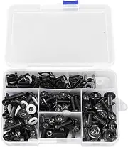 177PCS Motorcycle Fairing Kit, Colorful Anodized Screws Replacement with Ample Number for 250 300, GSXR600 GSXR750, CBR600RR CBR1000RR VFR800, GSXR Motorcycle (Black)