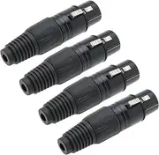 Create idea 4 Pin XLR Female Plugs Connectors Black Zinc Alloy Mic Plug Adapter Microphone Connector XLR Cable Ends Replacement Audio Socket for Headphone Amplifier