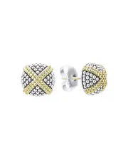 Lagos 18K Yellow Gold & Sterling Silver Signature Caviar Square Earrings