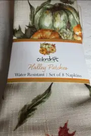 COLORDRIFT Water Resistant NAPKINS (8) Halley Patches Pumpkins Leaves Fruit NIP