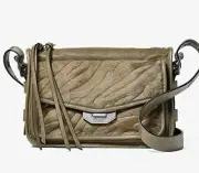 Rag & Bone Zebra Stripe Calf Hair Green Messenger Bag Women's Handbag V3812