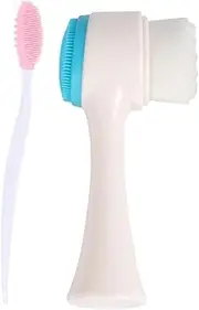 VICASKY 2pcs Face Wash Brush + Nose Brush Silicone Cleaning Brush Nose Cleansing Brush Facial Brush Facial Cleaning Brush Face Brush Blue Handle Massage Piece + Nylon Hair