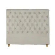 Bed Head King Size French Provincial Headboard Upholsterd Fabric Beige