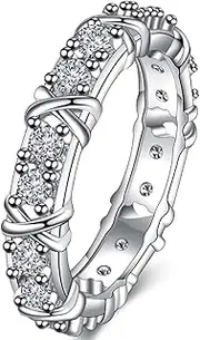 [Generic] Cubic Zircon Eternity Style Stacking Wedding Band Statement Promise Ring