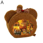 DIY Miniature Hut Plush Family Handmade Assembly Toy Christmas Cottage Kit