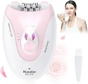 Bubbacare Epilator for Women, Cordless & Rechargeable, 36 Tweezers, 2 Speeds, LED Light, USB-Powered, Pink