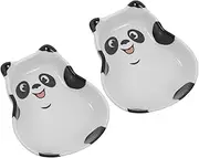 SOLUSTRE 2PCS Cute Panda Ceramic Sauce Dish Set Appetizer Plates for Dipping Sauces Seasonings and Vinegar for Home and Restaurant Use