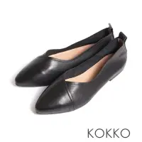 在飛比找Yahoo奇摩購物中心優惠-KOKKO淡雅尖頭V型隨你彎平底包鞋黑色
