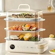 2025 New Bear Electric Food Steamer, 24L Vegetable Steamer with 3 Tiers BPA-Free Baskets, 1500W Fast Simultaneous Cooking, 24 Hours Appointment, Ideal for Veggies Seafood Rice